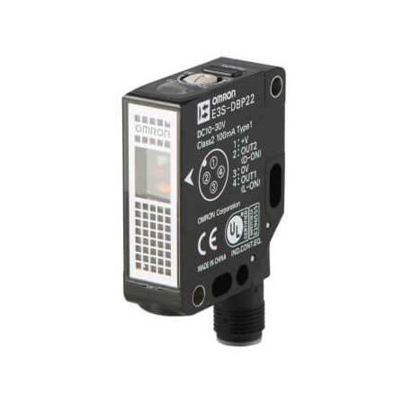 Omron E3S-DBN22 E3SDBN22OMS OMRON Plastic Obj transp Mirror(not incl) SmartTeach to 0.7 m, NPN, M12 plug..